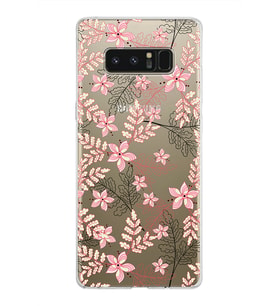 Samsung Galaxy Note 8 Kapak Floral Kırmızı Tasarımlı Şeffaf Silikon Kılıf