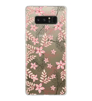 Samsung Galaxy Note 8 Kapak Floral Kırmızı Tasarımlı Şeffaf Silikon Kılıf