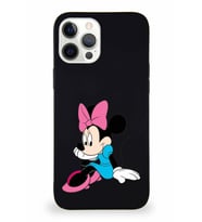 Apple iPhone 12 Pro Max Soft Premier Kapak Minnie Mouse-E Tasarımlı Silikon Kılıf - Siyah (Şeffaf)