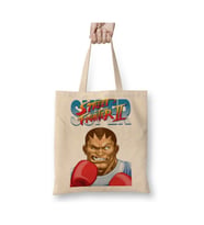 Street Fighter 2 Balrog Beyaz Bez Çanta Uzun Saplı Alışveriş Çantası Plaj Çantası