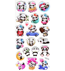 Sticker Kabartmalı Stiker Çıkartma Etiket (XHC163)-18x9 cm- Sevimli Panda