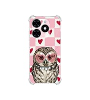 PrintiFy Tecno Spark 20c ile Uyumlu Pembe Pötikare Serisi Bilge Yürek Tasarımlı Uv Baskılı Köşe Korumalı Antişok Kılıf