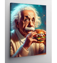 Kanvas Tablo Albert Einstein Ve Hamburger