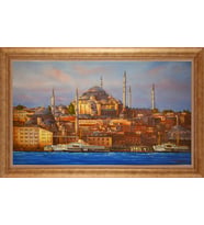 Çerçeveli Paspartulu Manzara Tablo bm1926 (Gold)