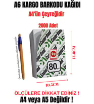 A6 Fotokopi Kağıdı 2000 Adet - (A4'ün Çeyreğidir) Lazer Yazıcılar için E-Ticaret Kargo Barkodu Ebatında