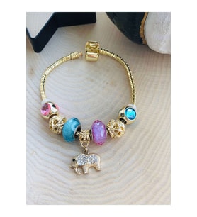 GOLD RENK PANDORA MODEL FİL FİGÜRLÜ CHARM BİLEKLİK ACR5935