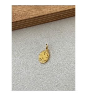 925 Ayar Gümüş Yonca Modeli Gold Renginde Gümüş Şans Kolye Ucu