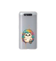 Samsung Galaxy A80 ile Uyumlu Splash Kirpi Tasarımlı Şeffaf Silikon Kılıf