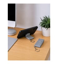 3Dmarketi 3’ü 1 Arada Mini Telefon Tutucu Anahtarlık Charm – Gri 3,5 × 7 × 1 cm
