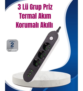 Northcity 3 USB Çıkışlı Hızlı Şarjlı Anahtarlı Üçlü Priz - Çoklu Şarj ve Güvenli Priz Çözümü