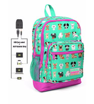 Coral High Kids Dört Gözlü Çocuk İlkokul Çantası - Sevimli Köpekler- USB+AUX Soketli