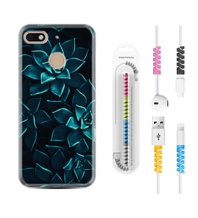 General Mobile GM8 Go GM9 GM20 Pro Plus Kılıf Kablo Koruma Spiral Silikon Mistik Çiçekler 1650