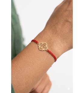 925 Ayar Gümüş Kırmızı İpli Kök Çakra Makrome Beraberlik Bileklik.rose.gold.rodaj