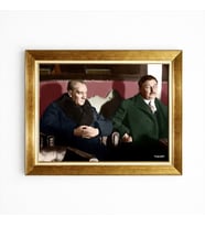 Tablore Atatürk ve Salih Bozok Locada Renklendirilmiş Fotoğraf Altın Çerçeveli Tablo - Tarihi Nostaljik Atatürk Tablosu