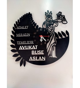 ADALET,AVUKAT,HUKUK BÜROSU,ADLİYE İÇİN DUVAR SAATİ kişiye özel isim ve bilgi yazılı gönderilecektir.