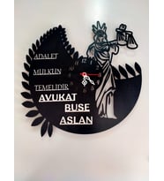 ADALET,AVUKAT,HUKUK BÜROSU,ADLİYE İÇİN DUVAR SAATİ kişiye özel isim ve bilgi yazılı gönderilecektir.
