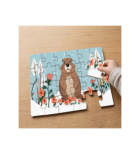 Karda Sevimli Köstebek Tasarımlı 24 Parça Ahşap Çocuk Puzzle MPK0603
