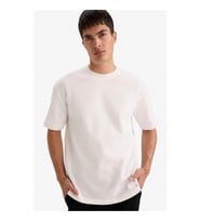 Defacto Oversize Ağır Kumaş Beyaz Erkek T-Shirt B6494AX/WT34