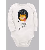 Organik Baskılı Pamuklu Unisex Bebek Body UZUNE186