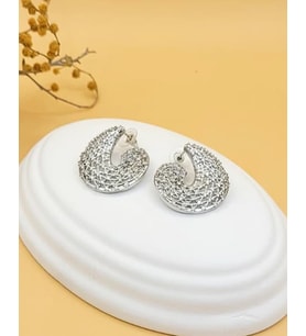 Lace Dantel Işıltılı Silver Küpe