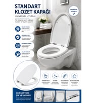 Standart Klozet Kapağı Kaydırmaz Tabanlı Universal Uyumlu Banyo Kapağı