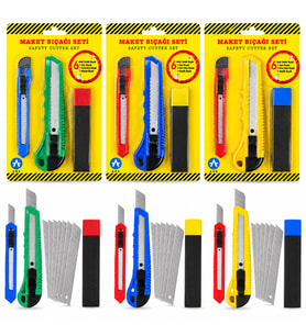 3PCS YEDEKLİ PLASTİK MAKET BIÇAK SETİ