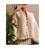 Beyaz Puffy Polar Chunky Hırka Ceket