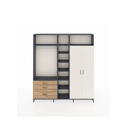 Arges Dolap 10 Raflı 3 Çekmeceli 2 Askılı 220x30x243 Antrasit-Aytaşı/Çam