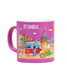 İstanbul Temalı Kutulu Seramik Kupa T 82*90 MM Mor