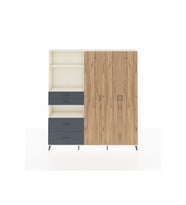 Arges Dolap 12 Raflı 4 Çekmeceli Tek Askılı 220x30x243 Aytaşı-Çam/Antrasit