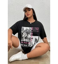 Unisex Be True Of Baskılı Tasarım Tshirt (Siyah)