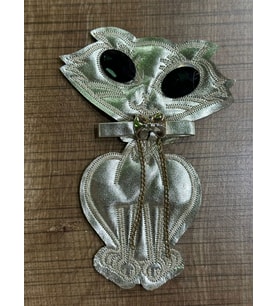 15X10 CM DERİ SİYAH GÖZLÜ KEDİ ARMA YAMA DİKİŞ AKSESUARI