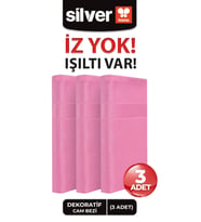 Silver Home 3'lü Mikrofiber Dekoratif Cam Bezi Pembe 40x40 Cm