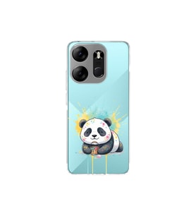 Tecno Spark Go 2023 ile Uyumlu Splash Panda Tasarımlı Şeffaf Silikon Kılıf