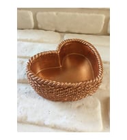 Dekoratif Örgü Desenli Kalp Beton Saksı Bronz 10*14*4 Cm