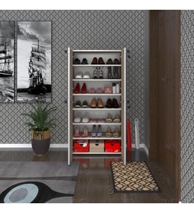 Kenzlife ayakkabılık ayakkabı dolabı kilitli be real crd 140*70*32 kapaklı arkalıklı ofis dolabı iki bölme (Karışık)