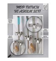 Çok Amaçlı Mop Askısı 3’lü Set Duvar Askısı