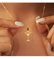 Martini Kokteyl Figürlü Kolye 925K Gümüş (Gold)