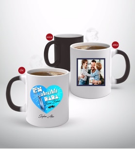 BK Gift Kişiye Özel Babalar Günü Hediyesi Fotoğraflı Sihirli Kupa Bardak-98 (Beyaz)