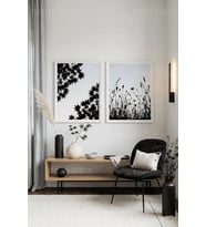 Minimalist Siyah Beyaz Bitki Siluetleri 2’li Ahşap Çerçeveli Tablo Seti