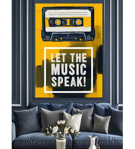 Müzik Kaseti Retro Poster Dekoratif Kanvas - Mdf Ahşap Tablo