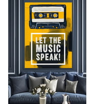 Müzik Kaseti Retro Poster Dekoratif Kanvas - Mdf Ahşap Tablo