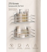 Krom 2’li Tş01 Şampuanlık Raf Seti Yapışkanlı Banyo Rafı Duş Rafı Organizer – 2’li Set (Tş01)