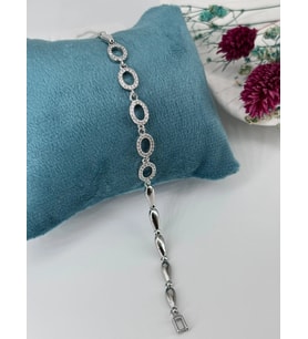Rodyum Zirkon Taşlı Pirinç Zirkon Bileklikler 19 Cm - Kbl0290