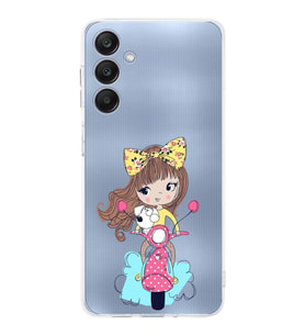 PrintiFy Samsung Galaxy A26 ile Uyumlu Kamera Korumalı Vespagirl Tasarımlı ŞeffafSilikon Kılıf