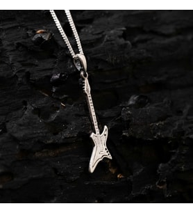 Gümüş Elektro Gitar Kolye 925 Ayar Gümüş Elektro Gitar Figürlü Unisex Kolye Müzik