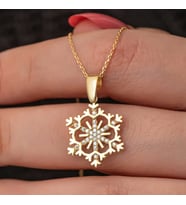 Gümüş Gold Kar Tanesi Kadın Kolye