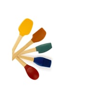 Mien 5'li Silikon Spatula Seti - Renkli - 21 cm (Ahşap)