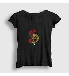 Presmono Kadın Siyah Rose Pierce The Veil T-Shirt 386843tt