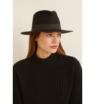 Premium Valerie Fedora Şapka - Siyah